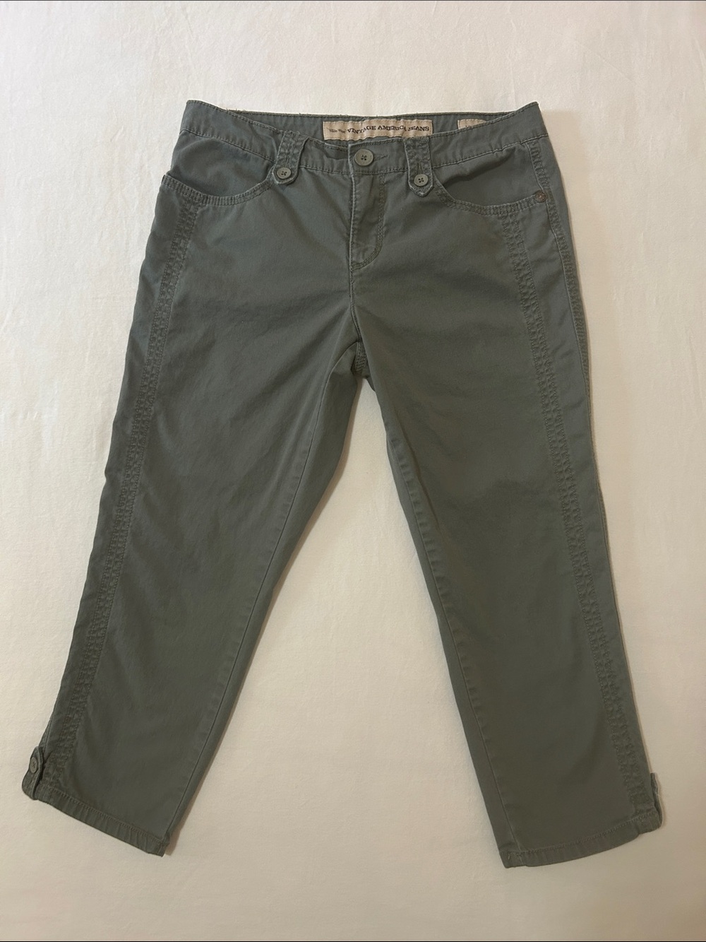 Nine West Vintage America Olive Cargo Cropped Pants Size 8 / 28